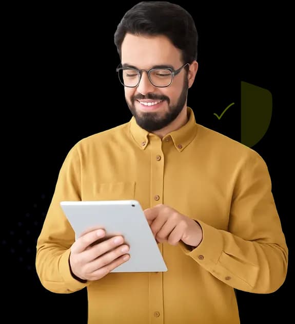 Person using tablet for insurance
